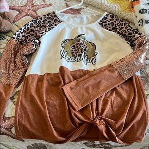 Brown and White Long Sleeve Tees Collection large. NWOT